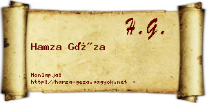 Hamza Géza névjegykártya